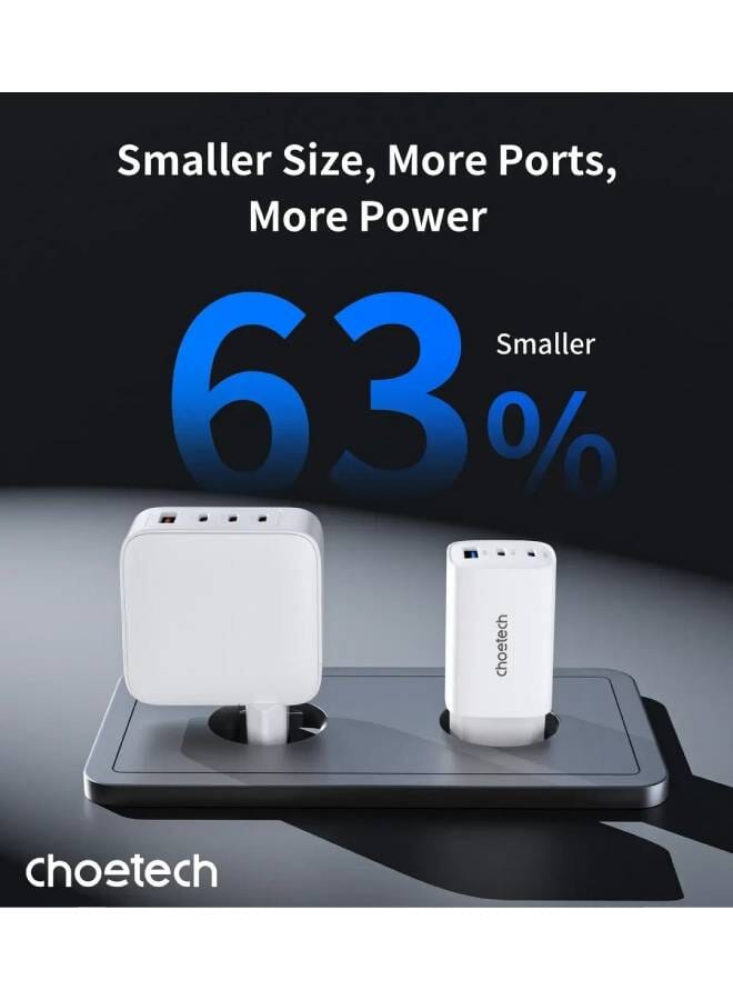 65W GaN PD Charger – Dual USB-C Ports, Foldable Fast Adapter white
