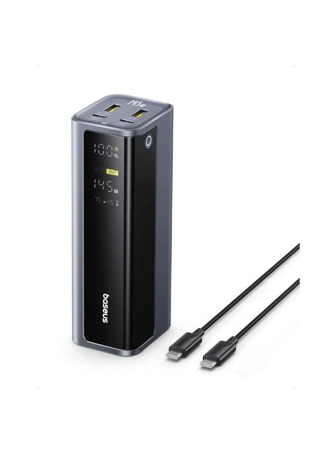 OS-Baseus EnerGeek GP12 Fast Charging Power Bank with Digital Display 20800mAh 145W Space Grey (Includes Type-C to Type-C Cable 1M 100W) space grey