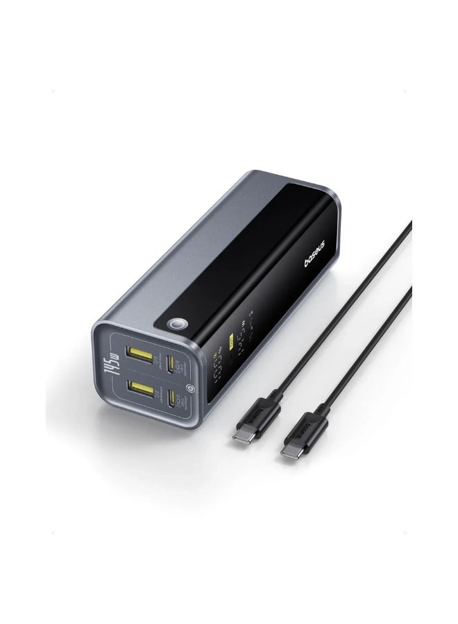 OS-Baseus EnerGeek GP12 Fast Charging Power Bank with Digital Display 20800mAh 145W Space Grey (Includes Type-C to Type-C Cable 1M 100W) space grey