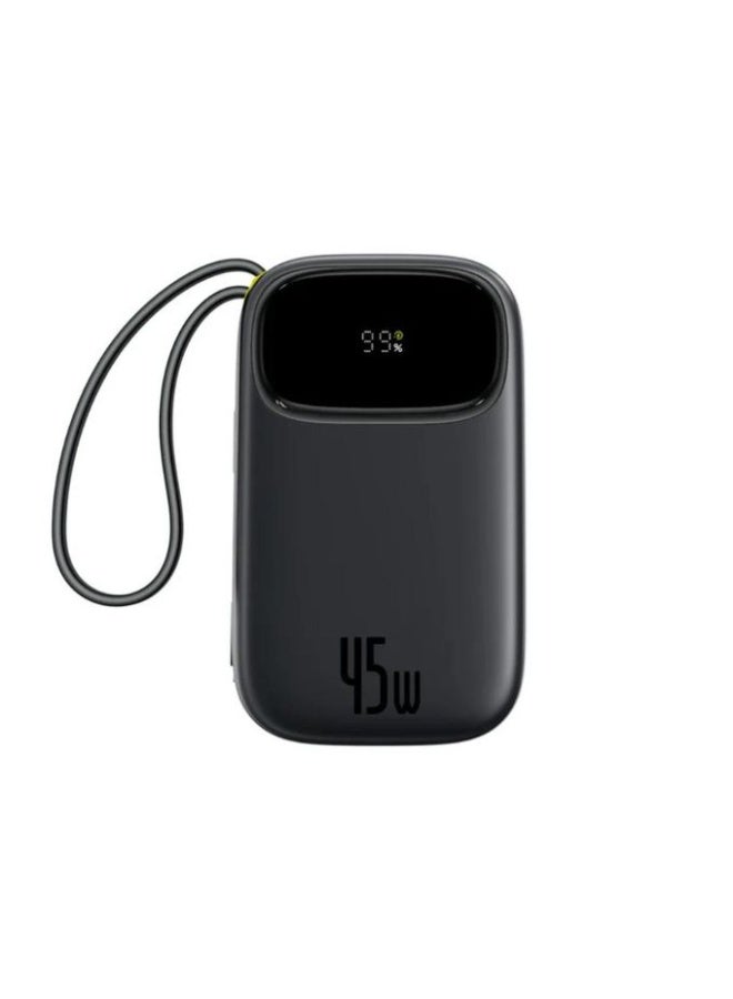 Baseus EnerFill FC31 Digital Display Power Bank With 2 Built-in USB-C Cables 10000mAh, 45W - Black black