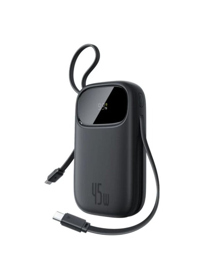 Baseus EnerFill FC31 Digital Display Power Bank With 2 Built-in USB-C Cables 10000mAh, 45W - Black black