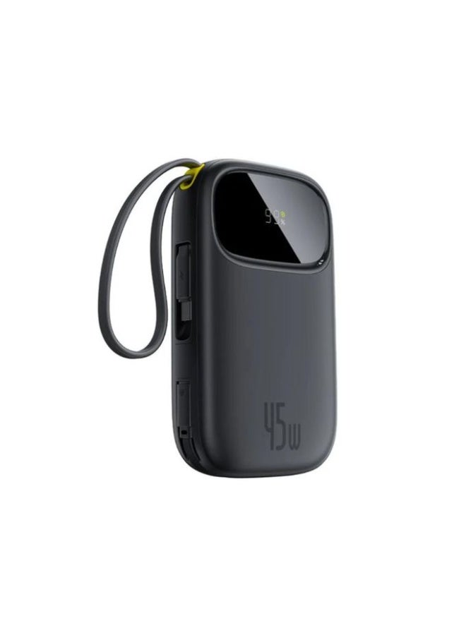Baseus EnerFill FC31 Digital Display Power Bank With 2 Built-in USB-C Cables 10000mAh, 45W - Black black