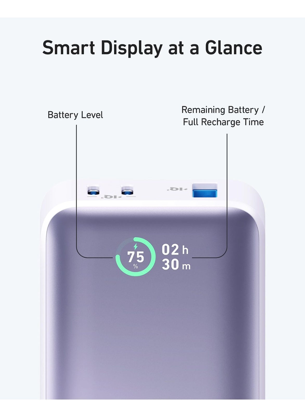 535 Power Bank 20000mAh with 3-Port (30W) Max PD Fast Charge, Compatible iPhones, iPads, Macbooks, Samsung Smartphones and other Android Devices purple