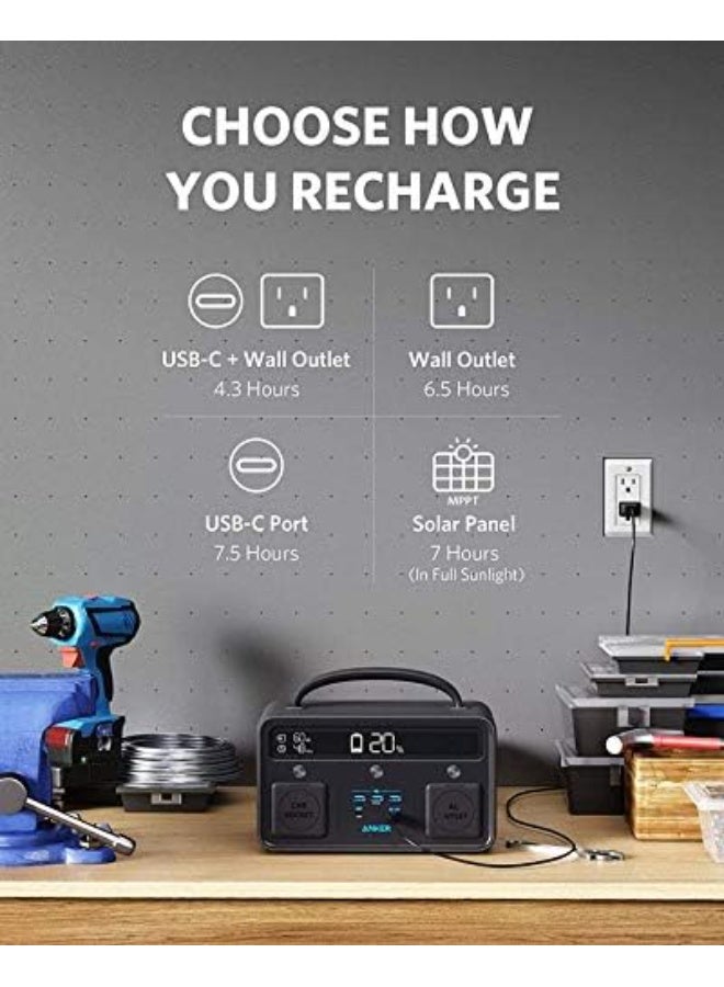 Anker Powerhouse II 400, 300W/388.8Wh Portable Power Station, Mobile Compact Power Generator with 220-240V Connection/60W USB-C Power Delivery, Power Supply for Camping, Travel, Emergencies black