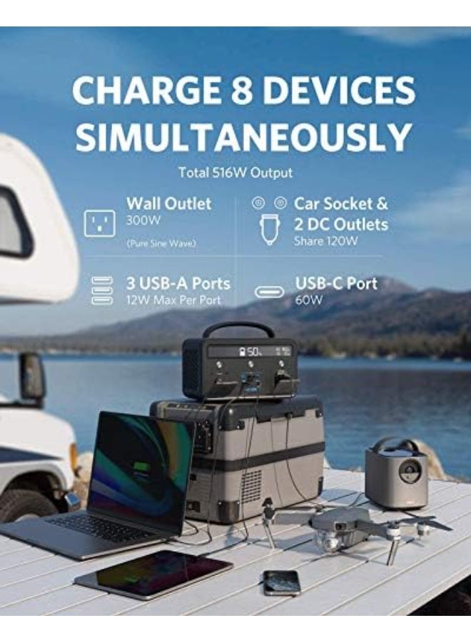 Anker Powerhouse II 400, 300W/388.8Wh Portable Power Station, Mobile Compact Power Generator with 220-240V Connection/60W USB-C Power Delivery, Power Supply for Camping, Travel, Emergencies black