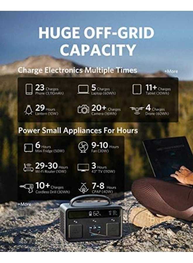 Anker Powerhouse II 400, 300W/388.8Wh Portable Power Station, Mobile Compact Power Generator with 220-240V Connection/60W USB-C Power Delivery, Power Supply for Camping, Travel, Emergencies black