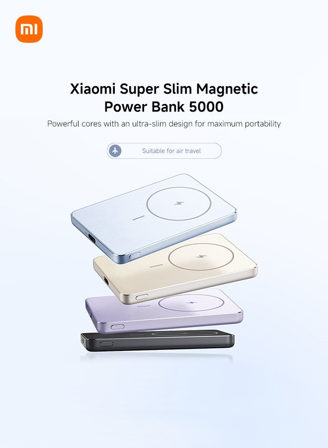 Xiaomi Super Slim Magnetic Power Bank 5000mAh, Ultra Thin Wireless Portable Charger for iPhone17/16/15/14/13 Series