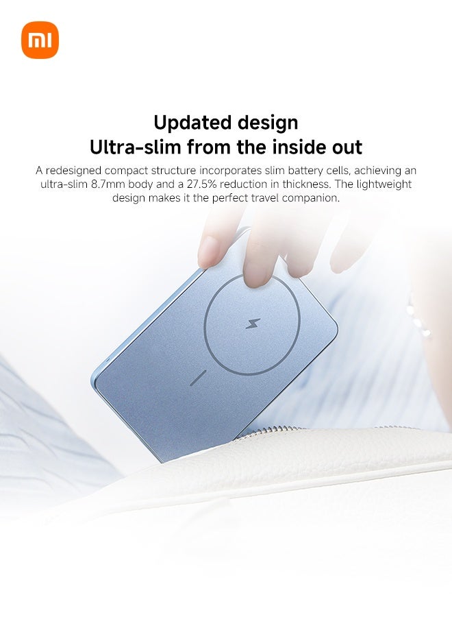 Xiaomi Super Slim Magnetic Power Bank 5000mAh, Ultra Thin Wireless Portable Charger for iPhone17/16/15/14/13 Series