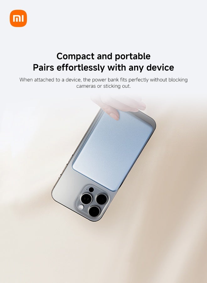 Xiaomi Super Slim Magnetic Power Bank 5000mAh, Ultra Thin Wireless Portable Charger for iPhone17/16/15/14/13 Series