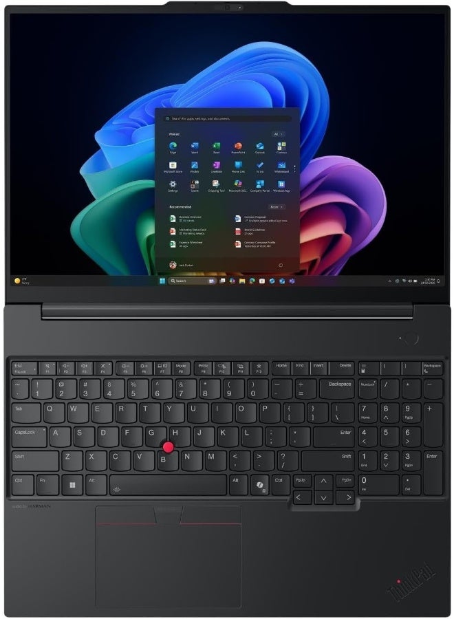 ThinkPad E16 Gen 4 Laptop, 16" WUXGA IPS Display, Intel Core Ultra 7 355, 16GB DDR5 RAM, 512GB SSD, Intel Graphics, Backlit black