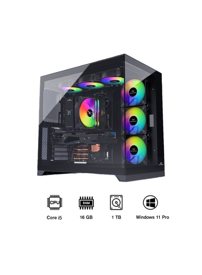 INFINIARC RTX 3050 GAMING DESKTOP PC (CUBE Case, B760 Motherboard, RTX 3050 6GB GPU, Core i5 CPU, 16GB DDR4 RAM, 1TB SSD M.2, Digital ARGB Air Cooler, 750W Gold PSU, Windows Pro), Black black