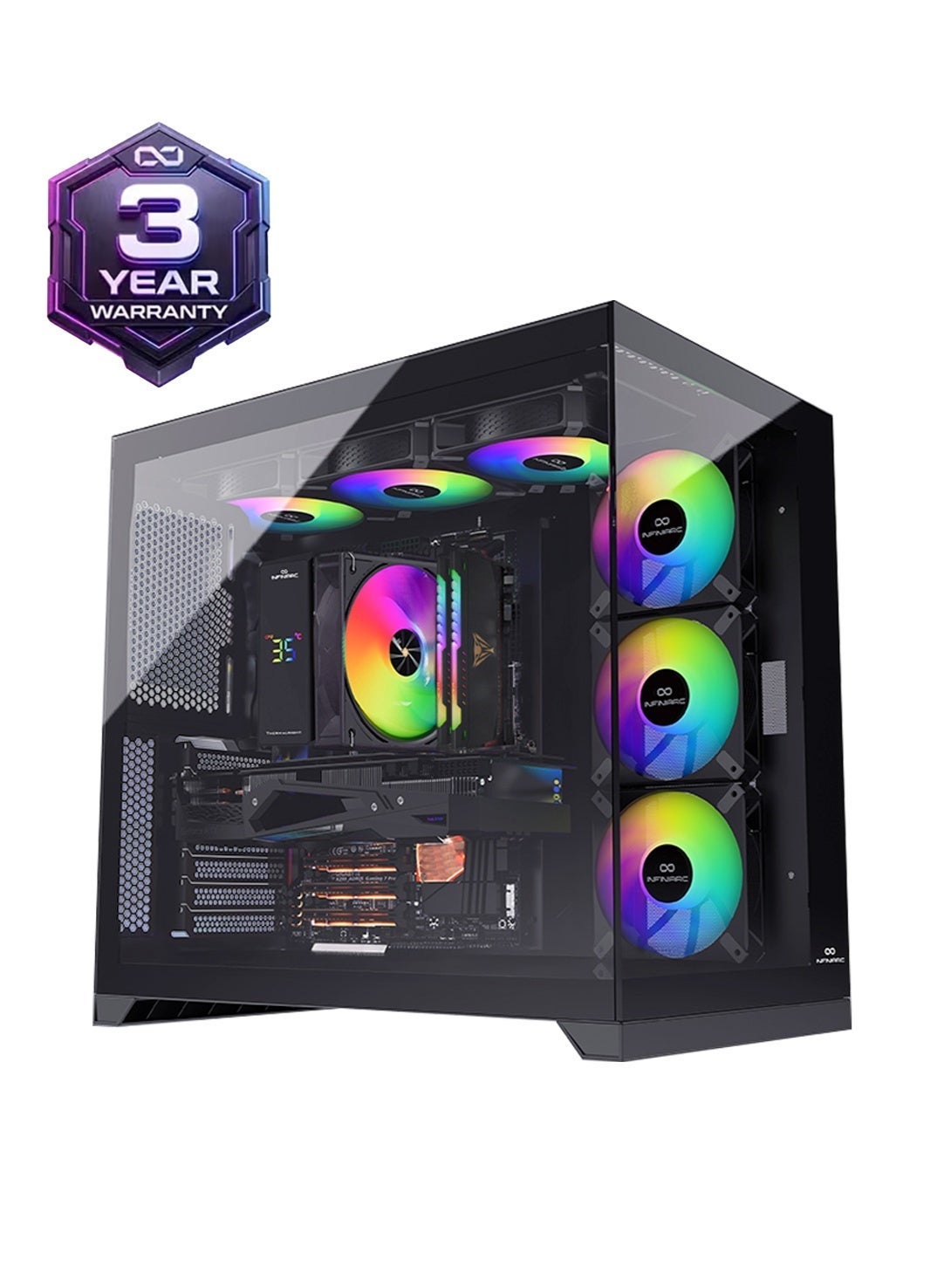 INFINIARC RTX 5060 GAMING DESKTOP PC (CUBE Case, B760 Motherboard, RTX 5060 8GB GPU, Core i5 CPU, 16GB DDR4 RAM, 1TB SSD M.2, Digital ARGB Air Cooler, 750W Gold PSU, Windows Pro), Black black