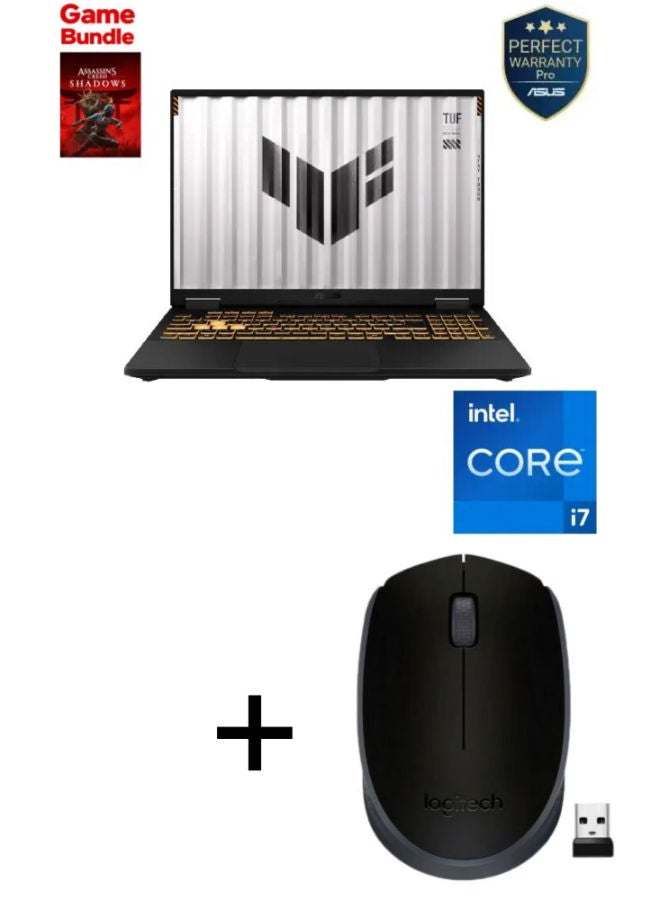 TUF F16 FX608JHI-TU657W Laptop with 16 Inch WUXGA / Intel Core i7-14650HX / 16 Gigabyte / 512 Gigabyte SSD / NVIDIA GeForce RTX 5050 / with Game Bundle + Logitech M171 / 910-004424 Wireless Laser Mouse Jaeger Gray