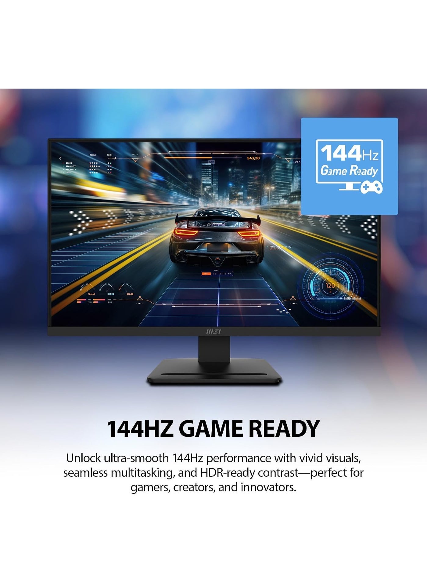 MSI PRO MP273W E14A 27" FHD IPS Monitor, 144Hz, 1ms, Adaptive-Sync, HDR Ready, 300 nits, 1000:1 Contrast, HDMI + DisplayPort + VGA, 3W×2 Speakers, VESA Mount, Eye Care, Anti-Glare, Built-In Webcam, White | 9S6-3PB4CH-417