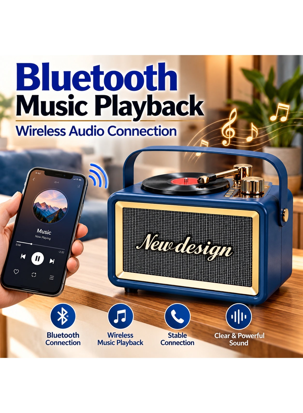 Feexot FX-2531B Retro FM Radio With Bluetooth Speaker, Rechargeable Battery, USB, TF Card & AUX – Multicolor