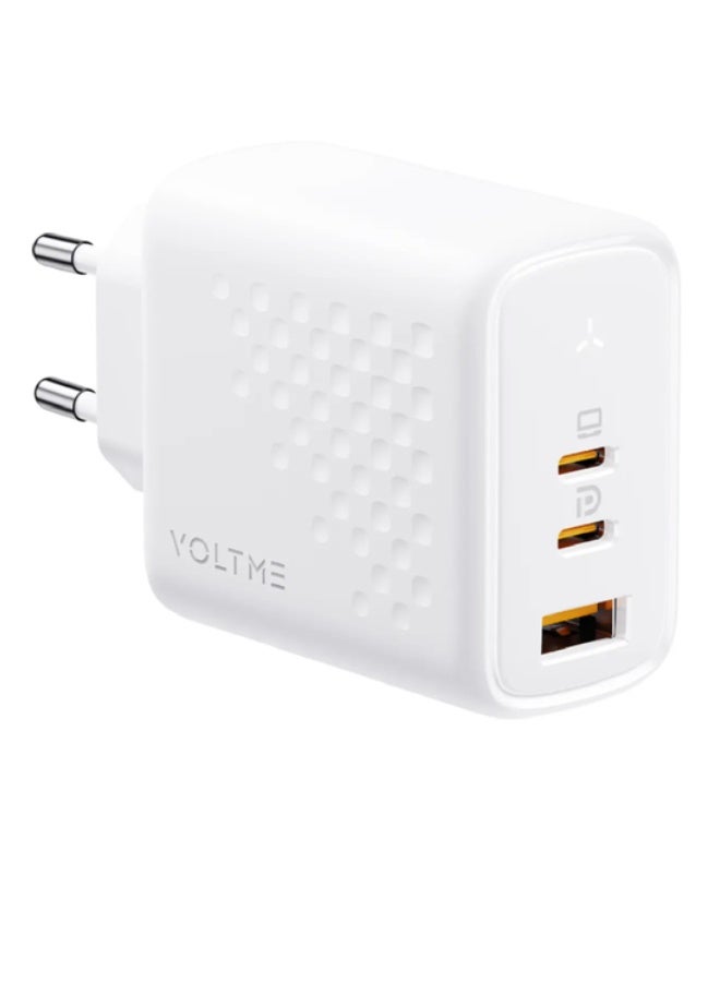 Voltme Revo 67 Triple-Port C+C+A PD 67W Wall Charger with GaN Tech-White