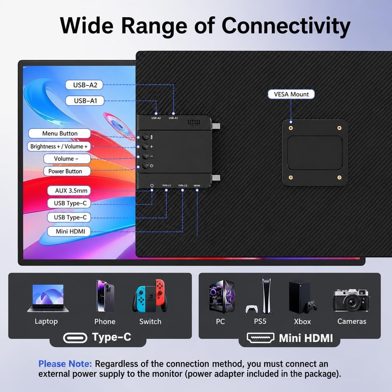 D1 23.8-Inch 2.5K QHD 180Hz IPS Portable Monitor