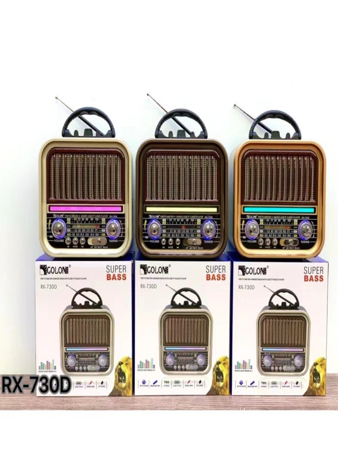 RX-730D Retro Speaker Vintage Style Disco Light AM FM SW TV 4 Bands Stereo Sound Radio Speaker BT USB TF TWS Retro FM Speaker