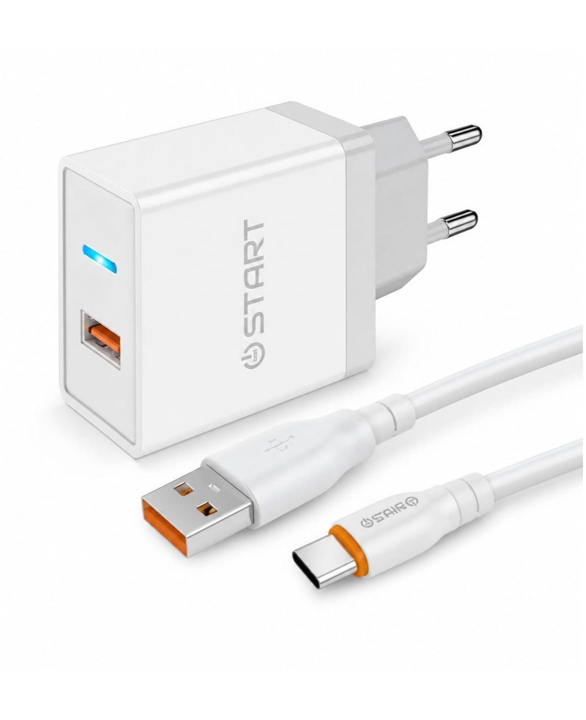 ST-104 Super Charger Dual USB Fast Charger QC 3.0 VOOC with Type-C Cable 100cm LED Display Light Charging Indicator