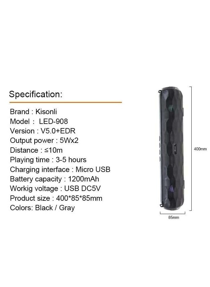 Kisonli LED-908 Blue Tooth LED Light Sound Systems Speaker With Microphone