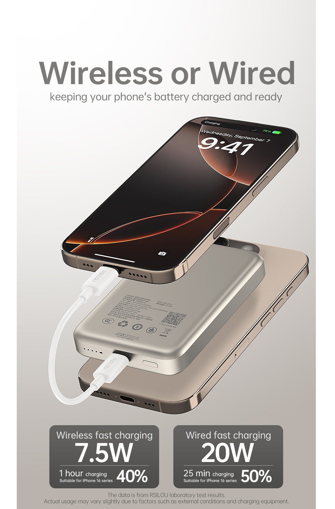 R1024-002 power bank 20W Fast charger, 10000mAh, wireless magsafe metal magnetic charging, thin and lightweight
