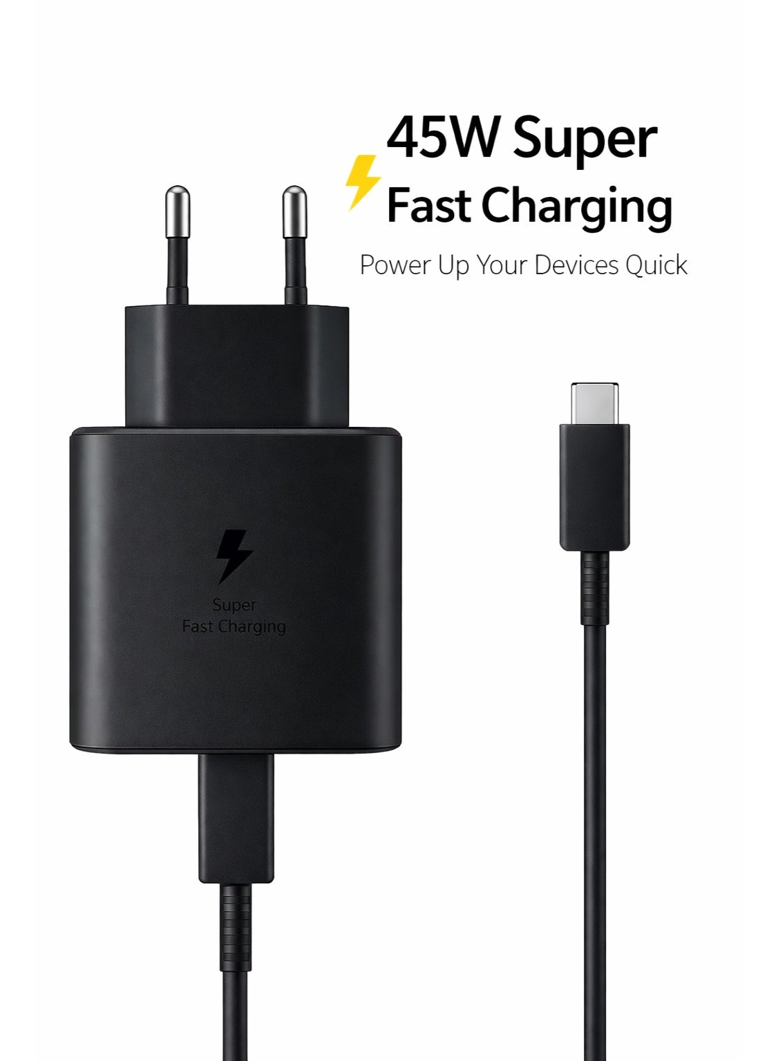 45W Wall Charger with 5A Type-C Cable | Super Fast Charging | Compatible with Type-C Devices