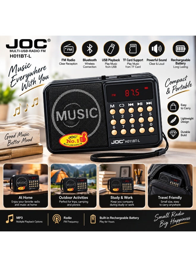 Portable Fm Radio Stereo Sound Strong Pure Signal Tuned Into A Flash A Memory And A Speaker - Black
