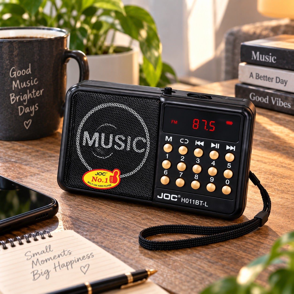Portable Fm Radio Stereo Sound Strong Pure Signal Tuned Into A Flash A Memory And A Speaker - Black