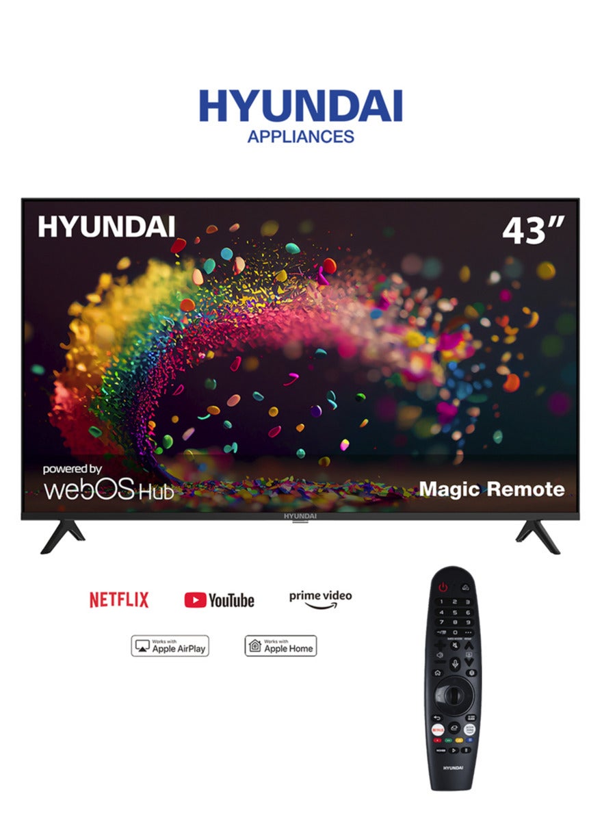Hyundai 43 Inch FHD Smart LED TV with Built in Receiver - L43HYNDA630, With Magic Remote