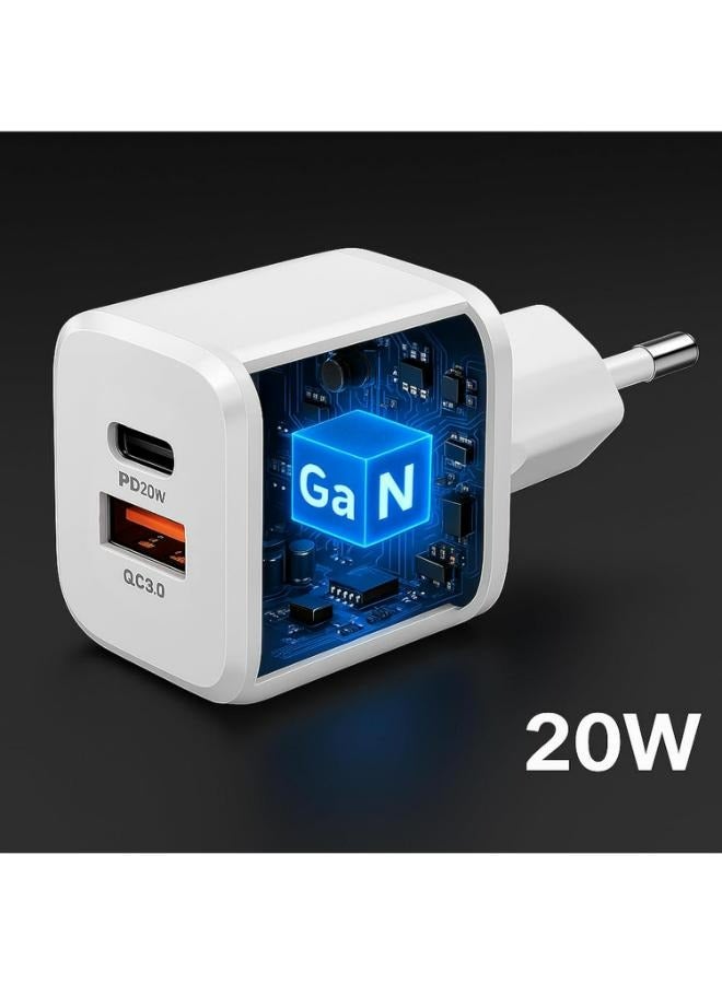 iLOCK 20W Dual Usb Fast Charger (USB-A & USB-C) | QC 3.0 Wall Charger | Compact