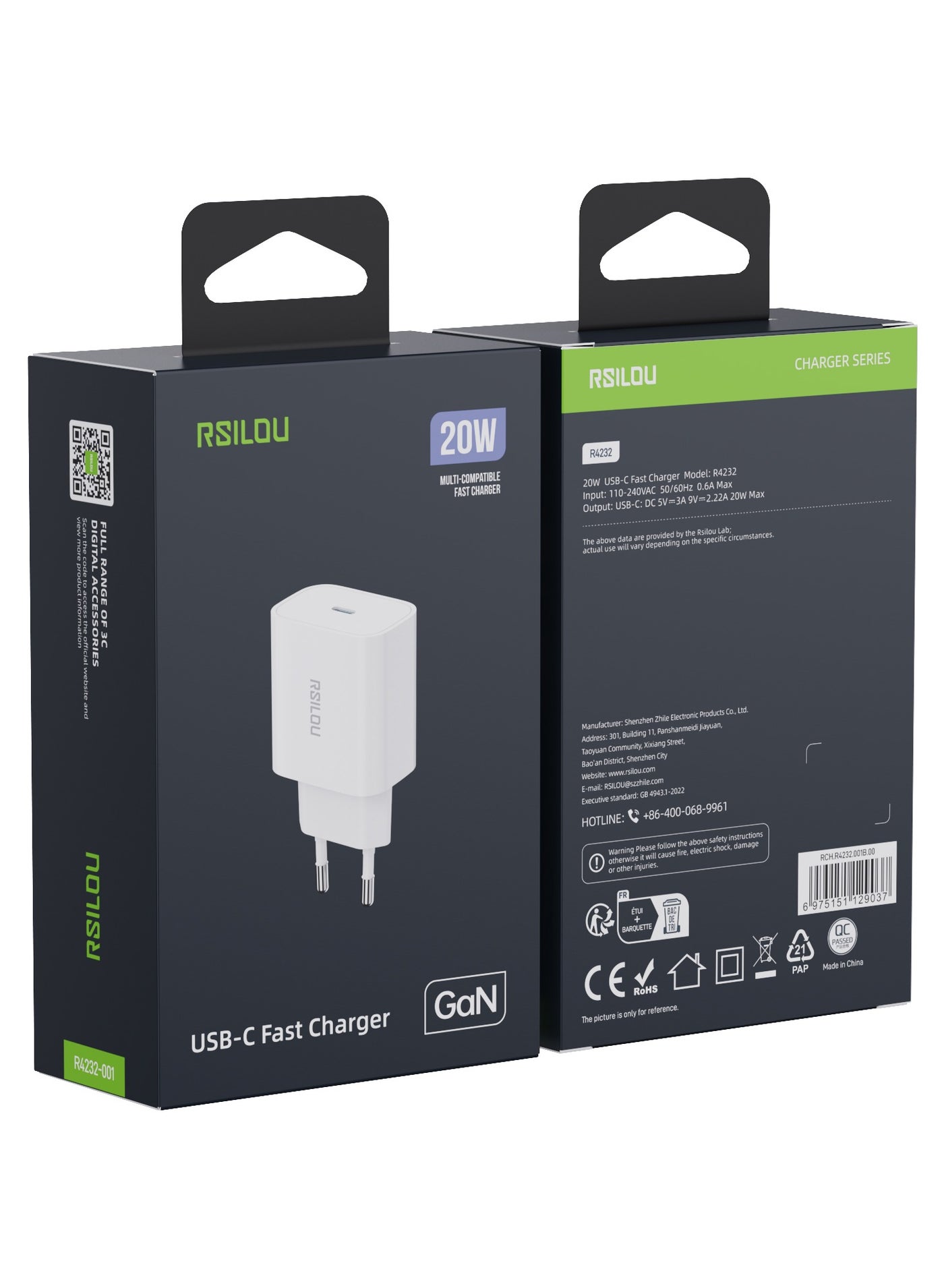 R4232-001 20W USB-C Fast Charger – Compact, Fast, and Reliable Charging, Supports with samsung, oppo, apple and all smartphones, tablets, Bluetooth headphones, and more, MultiProtect Protection