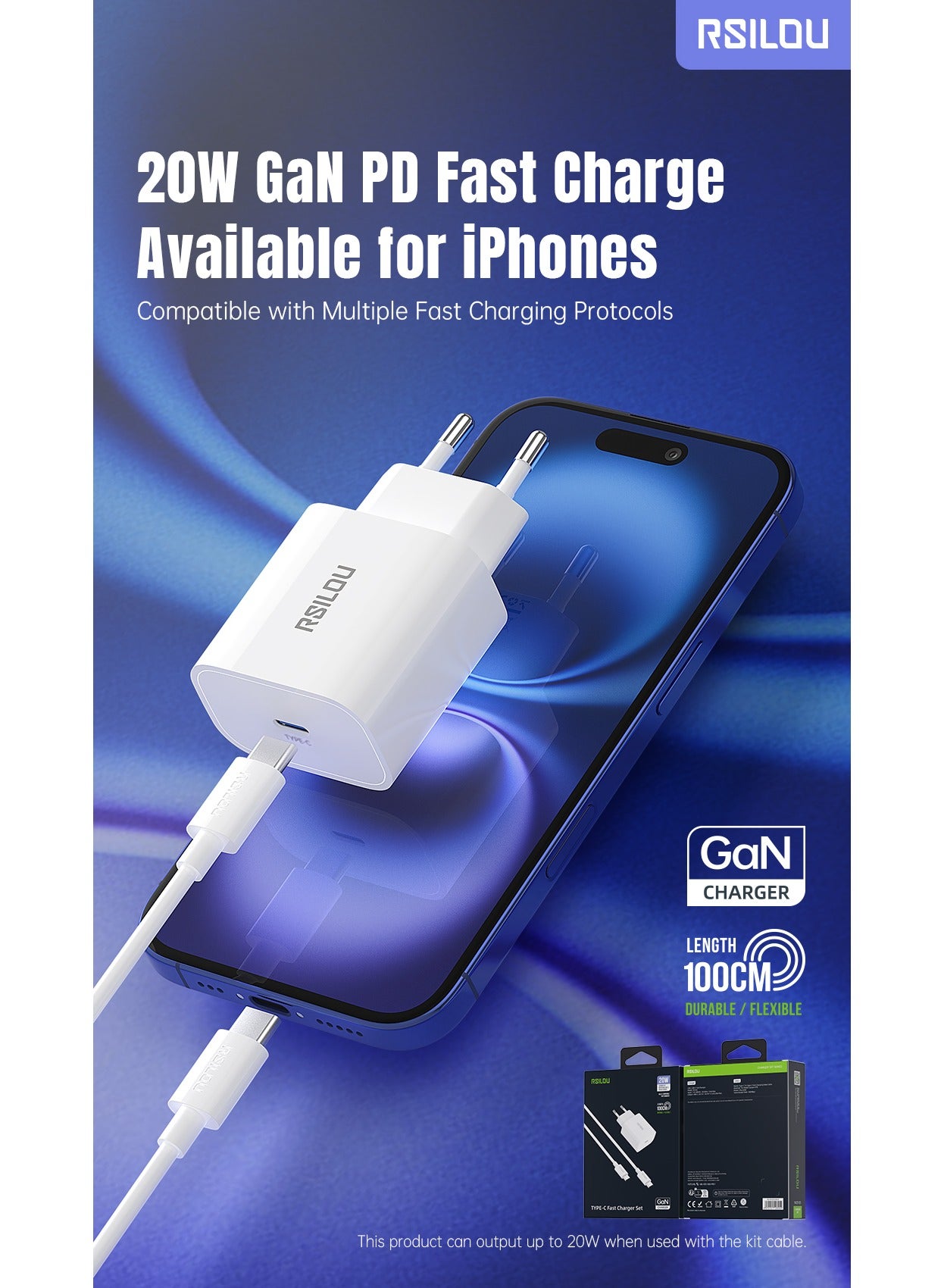 R4232-001 20W USB-C Fast Charger – Compact, Fast, and Reliable Charging, Supports with samsung, oppo, apple and all smartphones, tablets, Bluetooth headphones, and more, MultiProtect Protection