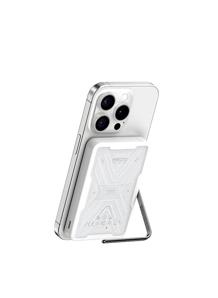 Recci Warrior Series Power Bank RPB-W32 | 10000mAh | 20W PD Fast Charging | 15W Wireless Charging | Built-in Stand
