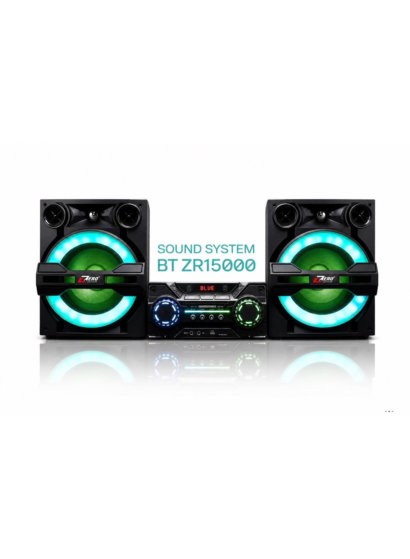 ZR15000 Rechargeable Bluetooth Home Theater Sound System with 2 Speakers - Black