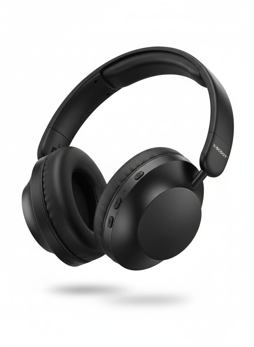 XS-651 Stereo Bass Headphones with Hi-Res Audio, Simple Folding Design, Extra-Soft Cushions, Voice Assistant Ready, 3.5mm AUX-In, Hands-Free Calls , Lightweight and Easy to Carry - Black