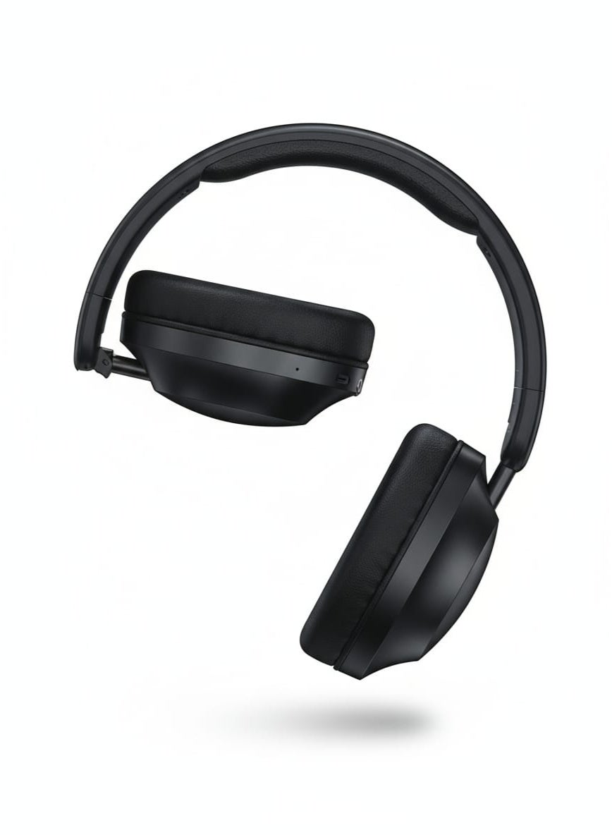 XS-651 Stereo Bass Headphones with Hi-Res Audio, Simple Folding Design, Extra-Soft Cushions, Voice Assistant Ready, 3.5mm AUX-In, Hands-Free Calls , Lightweight and Easy to Carry - Black