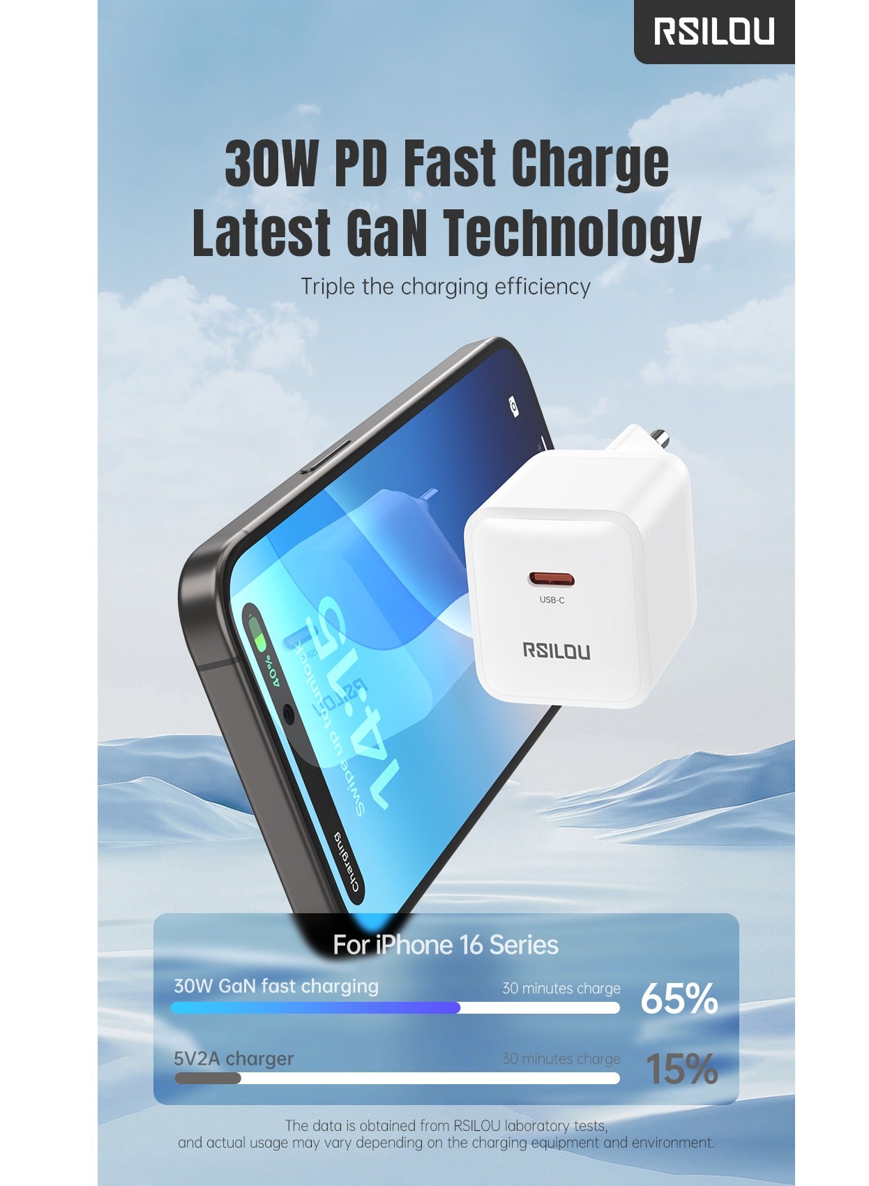 R4262-001 30W USB-C Super Fast Charger, Power, Speed, and Safety in One Compact Design, GaN, Supports apple and all smartphones, tablets, Bluetooth headphones, and more, MultiProtect Protection