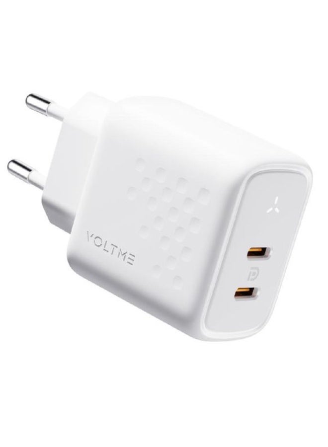Voltme Revo 45 Duo Dual-Port C+C PD 45W Wall Charger with GaN Tech-White