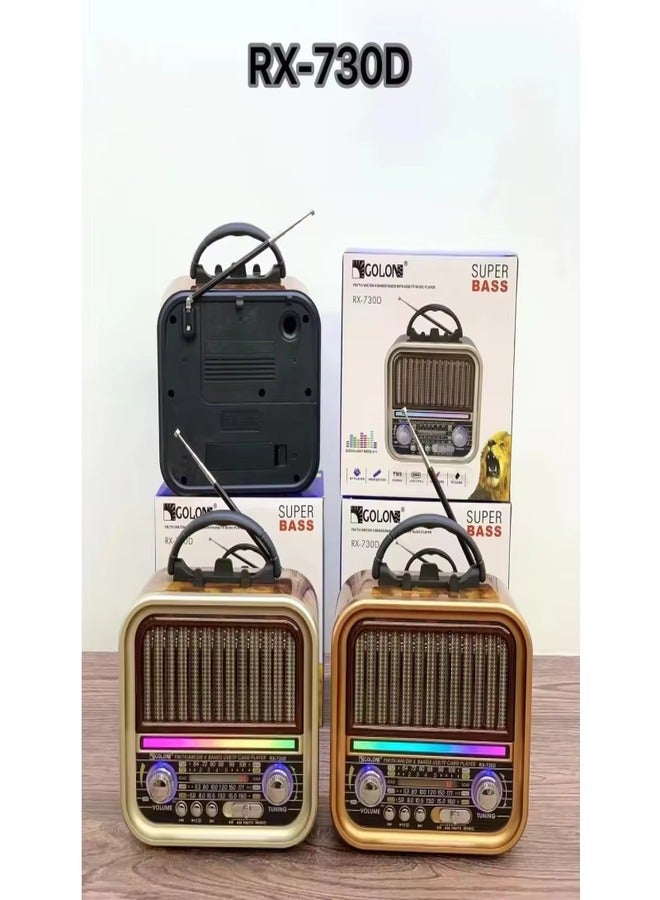 RX-730D Retro Speaker Vintage Style Disco Light AM FM SW TV 4 Bands Stereo Sound Radio Speaker BT USB TF TWS Retro FM Speaker