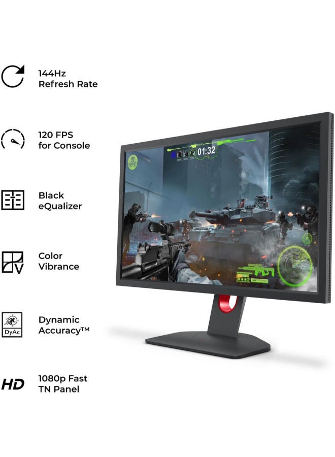 XL2411K 24" FHD 144Hz Esports Gaming Monitor, Premium TN Panel, 1ms, 320 Nits, DyAc, Black eQualizer, Color Vibrance, XL Setting to Share, HDMI, DP, Height Adjustable, Gray