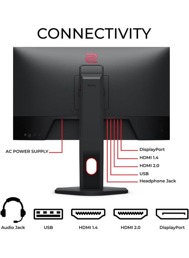 XL2411K 24" FHD 144Hz Esports Gaming Monitor, Premium TN Panel, 1ms, 320 Nits, DyAc, Black eQualizer, Color Vibrance, XL Setting to Share, HDMI, DP, Height Adjustable, Gray