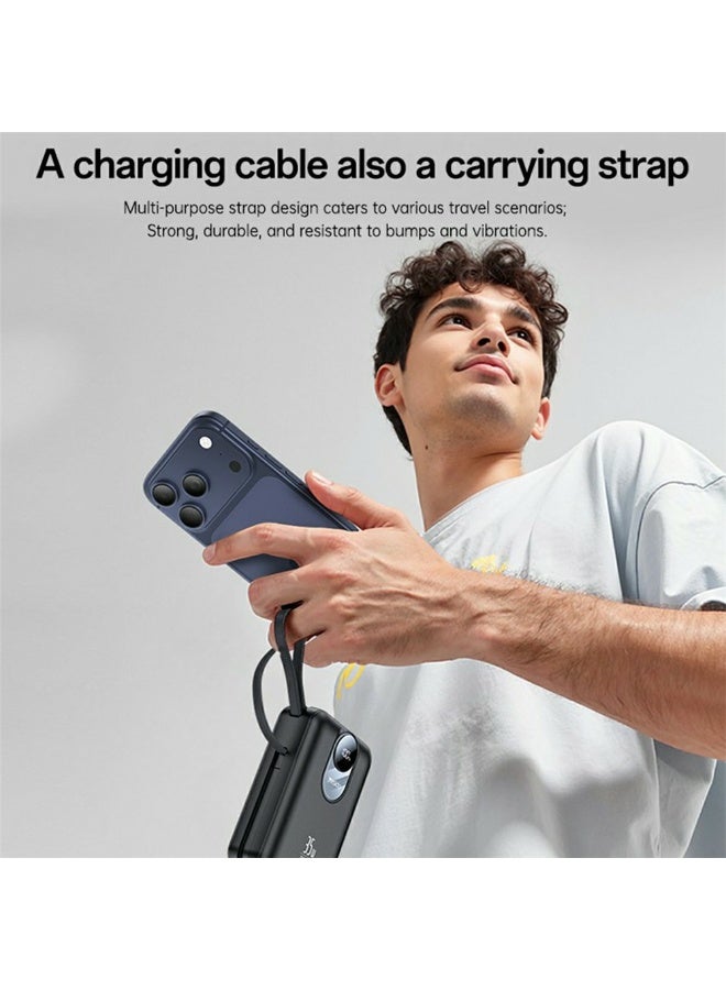 Yesido YP94 20000mAh 35W Fast Charging Power Bank - Portable Charger with Built-in Type-C & Lightning Cables and LED Display - Black