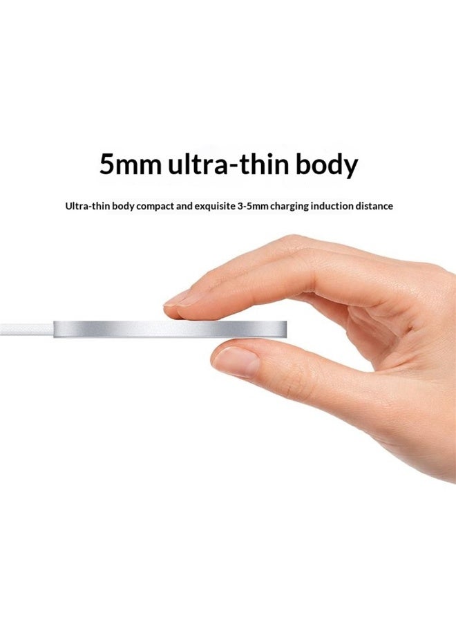 Yesido DS41 Qi2.2 25W Ultra-Thin 5mm Magnetic Wireless Charger Pad for iPhone 17 16 15 Series Aluminum Braided Cable White - 1 Piece
