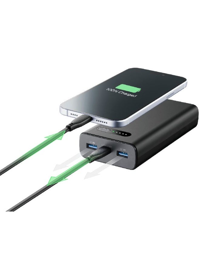 Cellularline 20000mAh Power Bank – 20W Fast Charging Portable Battery Pack, Black