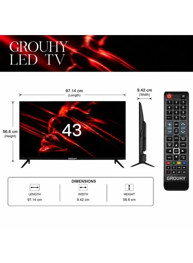 Grouhy 43 Inch FHD LED Frameless TV - GLD43NAV2
