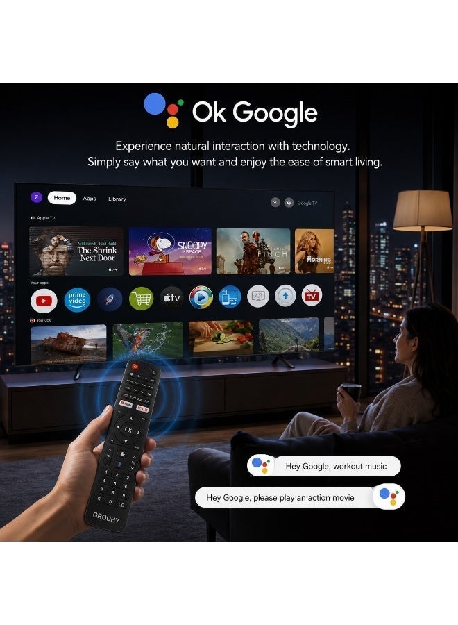 Grouhy 50-Inch 4K UHD Frameless Smart LED TV with Built-in Receiver – GLD50SD