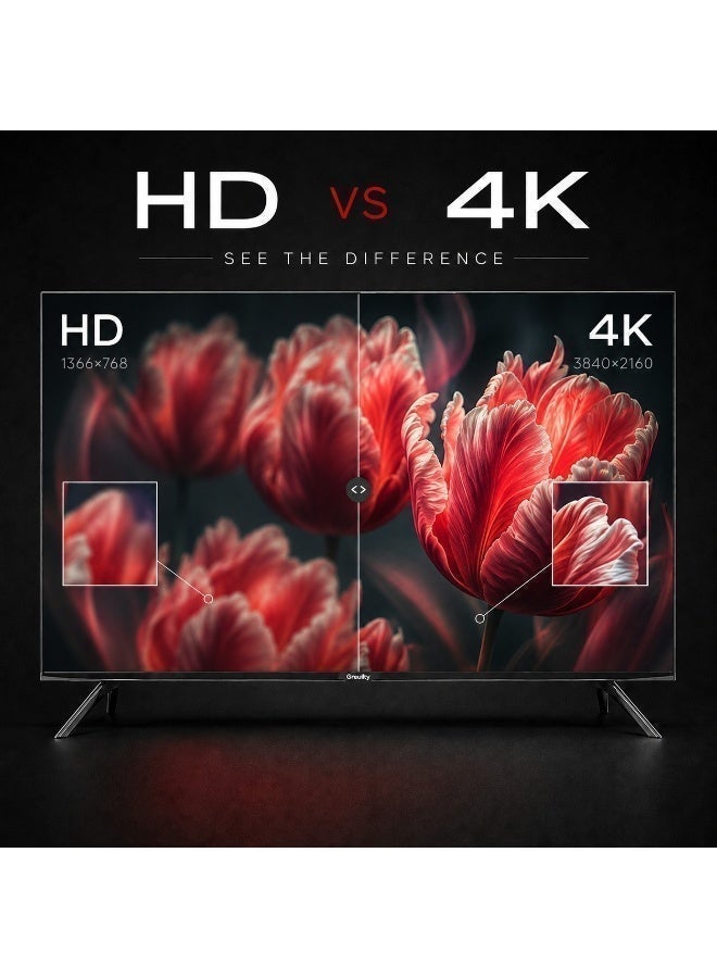 Grouhy 50-Inch 4K UHD Frameless Smart LED TV with Built-in Receiver – GLD50SD