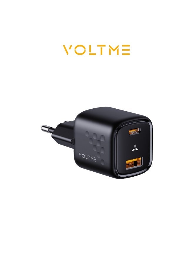 VOLTME Revo 30 Duo 30W GaN Wall Charger, USB-C + USB-A Fast Charger with PD 3.0, PPS & QC 3.0 for iPhone, Samsung, iPad, MacBook Air & More