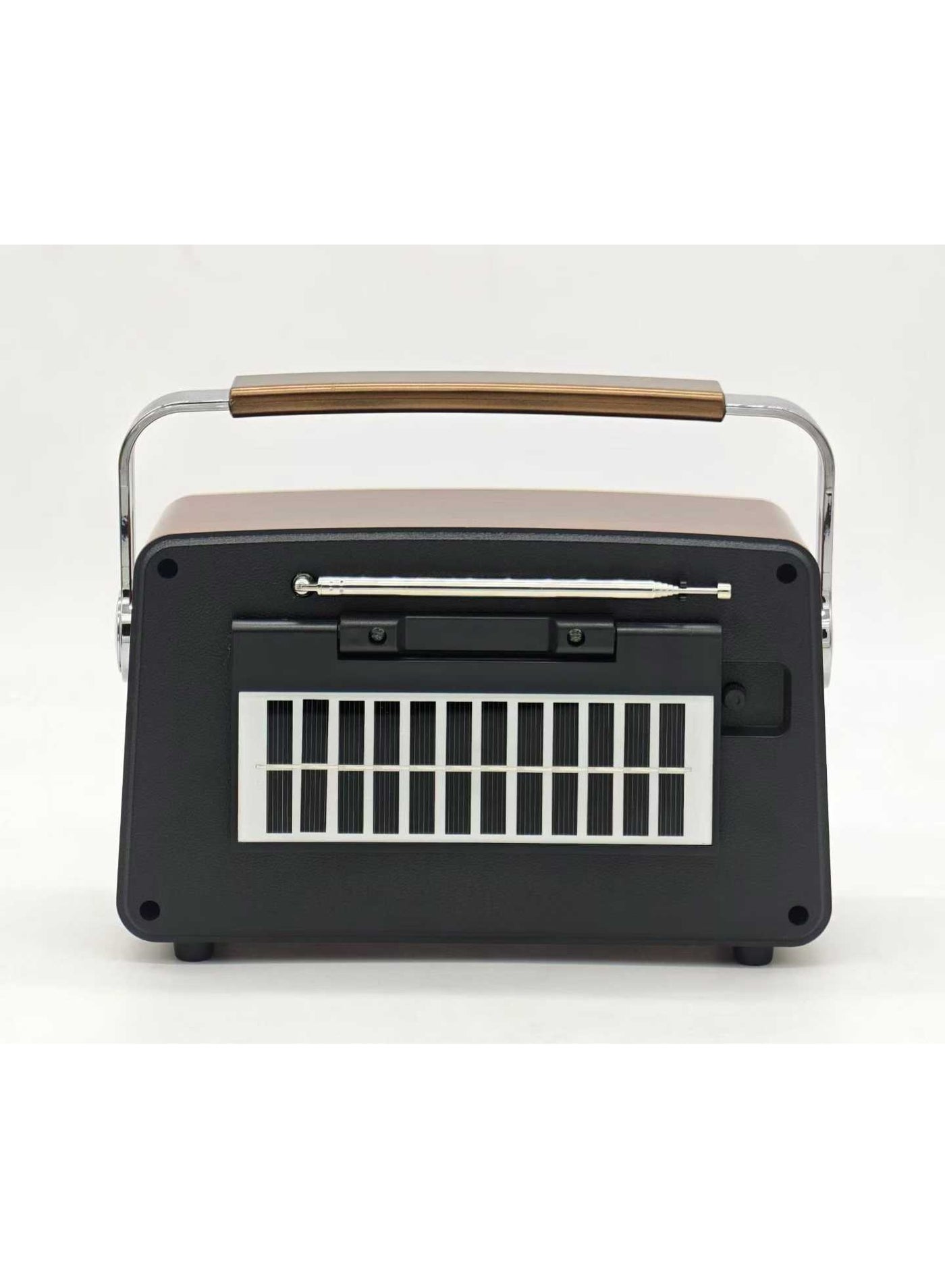 YUEGAN YG-7030BTS Retro Multimedia Speaker System & FM/AM/SW Radio with Clock, Flashlight & Solar Panel Brown 2400mAh YG-7030BTS