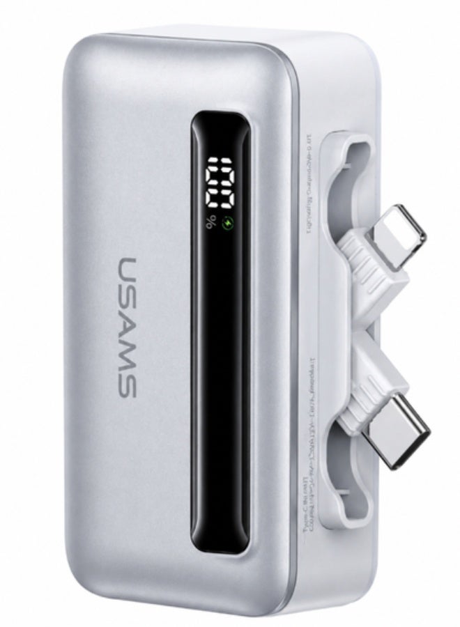 Usams CD233 20W Dual-Port Digital Display Fast Charging Power Bank Type-C + Lightning-Silver
